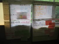 教室に掲示してある事前学習の記録